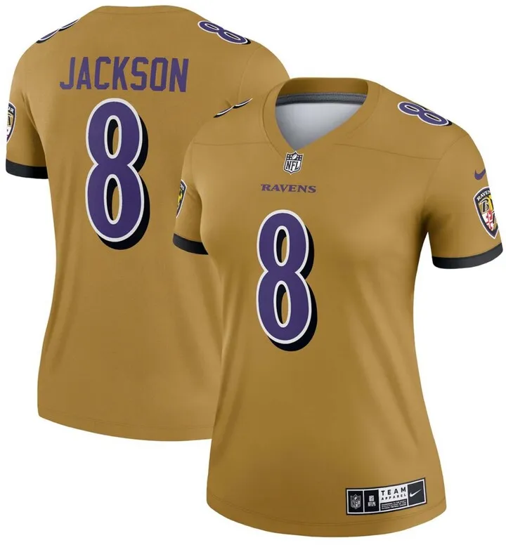 Women's Lamar Jackson Gold-Tone Baltimore Ravens Inverted Legend Jersey