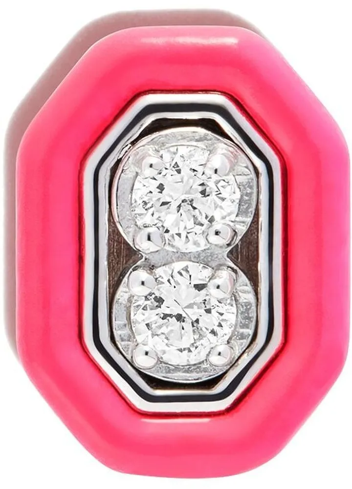 18kt white gold Roma diamond and enamel stud earring