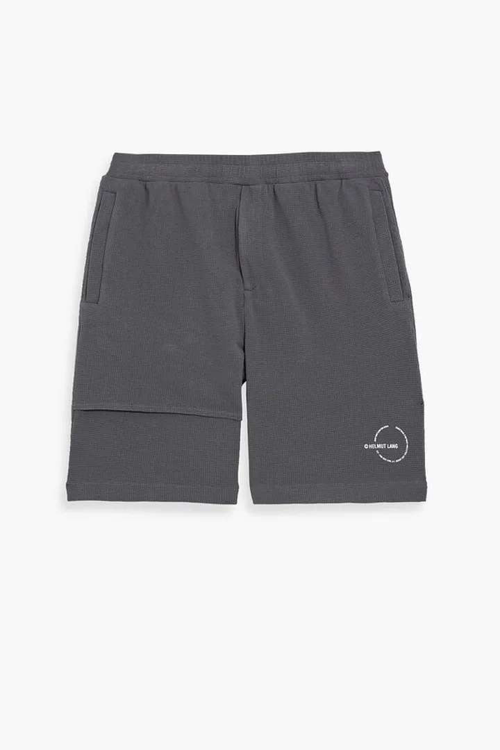 Printed cotton-blend piqué shorts