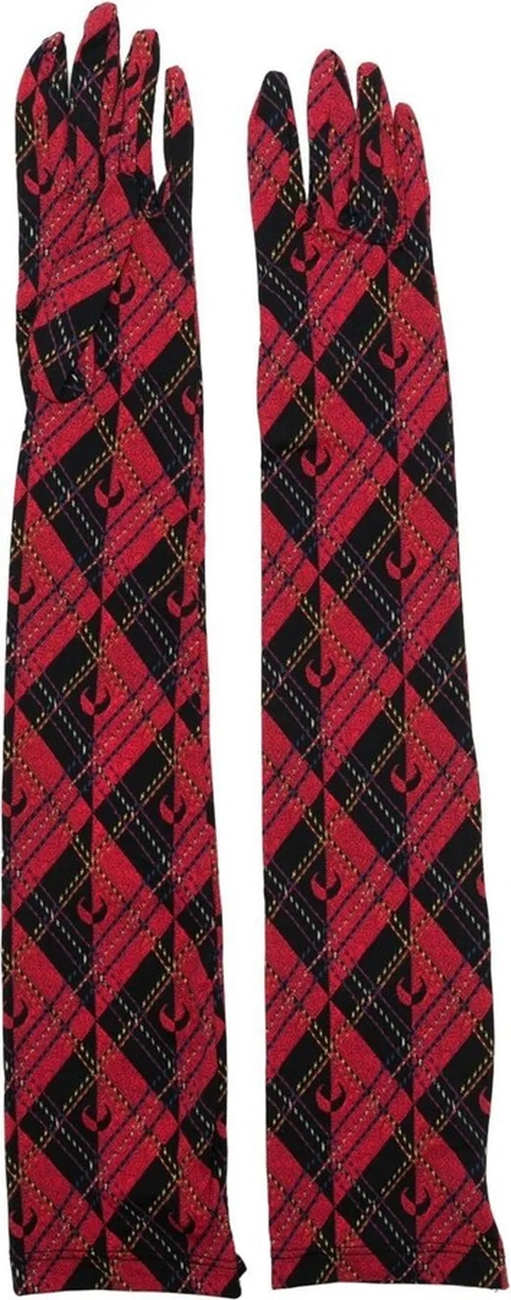 Moonogram-pattern argyle long gloves