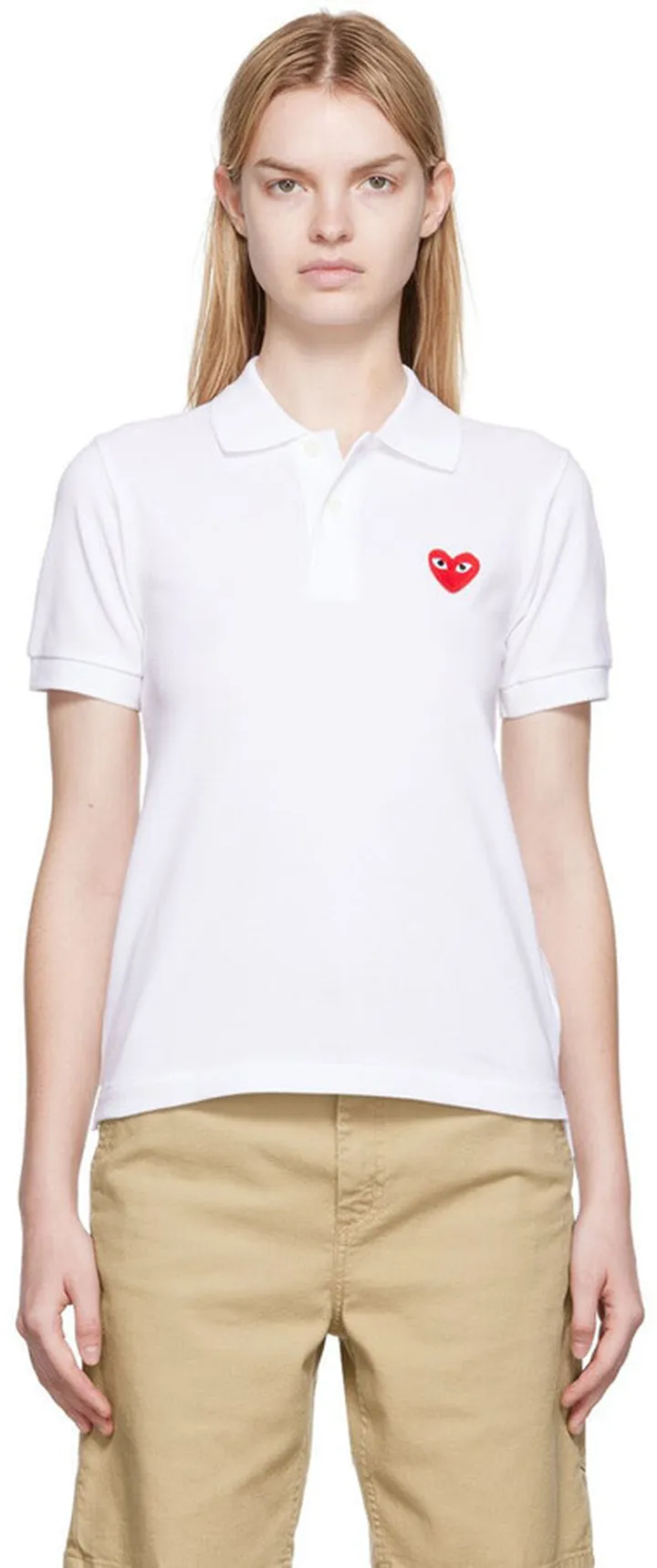 Comme des Garçons Play White Heart Patch Polo