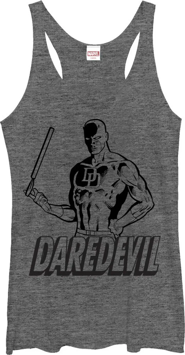 Women's Marvel Daredevil Billy Club Racerback Tank Top - Gray Heather - X Large