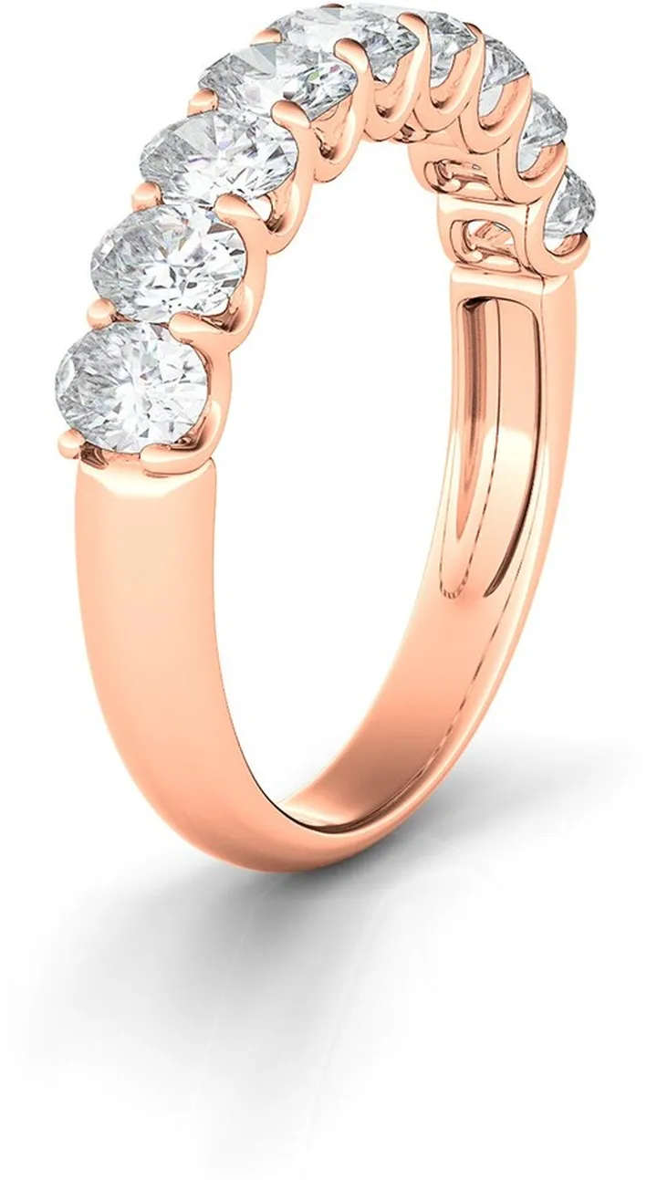 Half Oval Cut Lab Created Diamond 14K Gold Eternity Ring