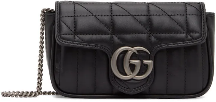 Gucci Black Super Mini GG Marmont Bag