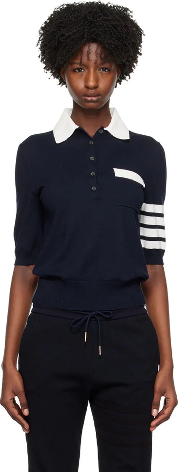 Thom Browne Navy 4-Bar Polo