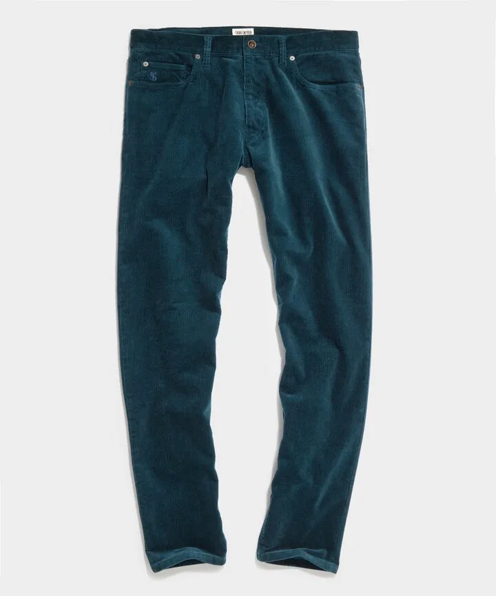 Slim Fit 5-Pocket Italian Corduroy Pant in Teal
