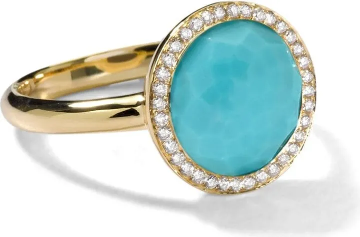 18kt yellow gold small Lollipop turquoise and diamond ring