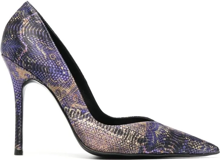 Pointed-Toe Snakeskin-Effect Stilettos
