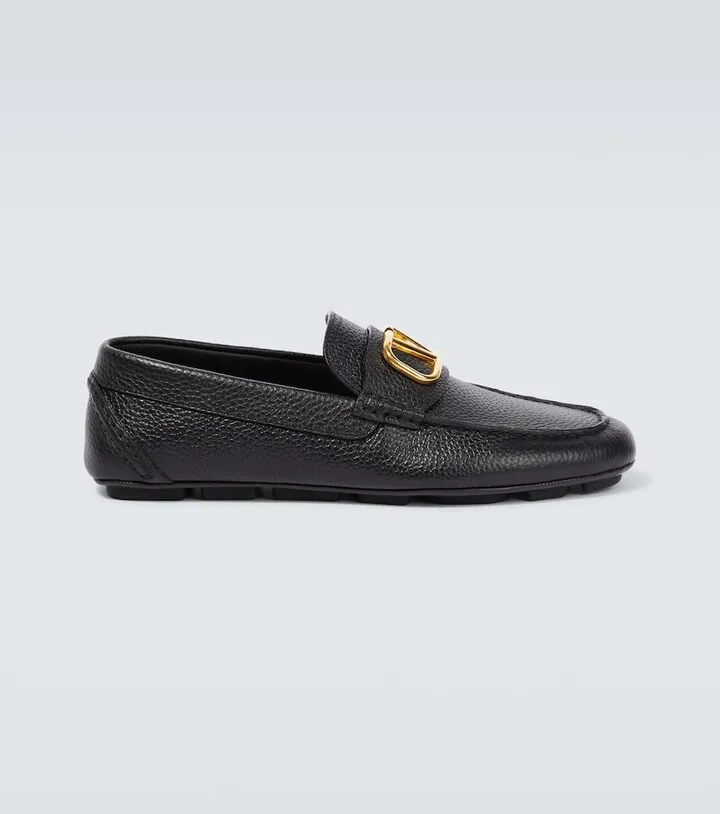 VLogo leather loafers