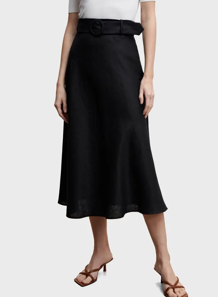 Belted Midi Skirt