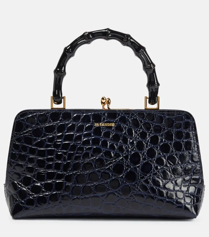 Mini croc-effect leather shoulder bag