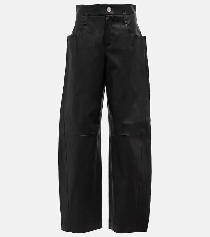 Cassidy high-rise wide-leg suede pants