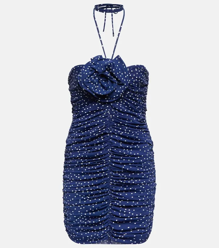Polka-dot ruched minidress