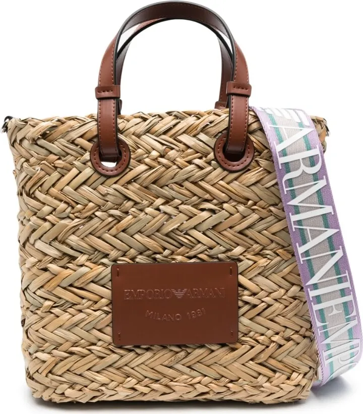 EMPORIO ARMANI- Straw Shopping Bag