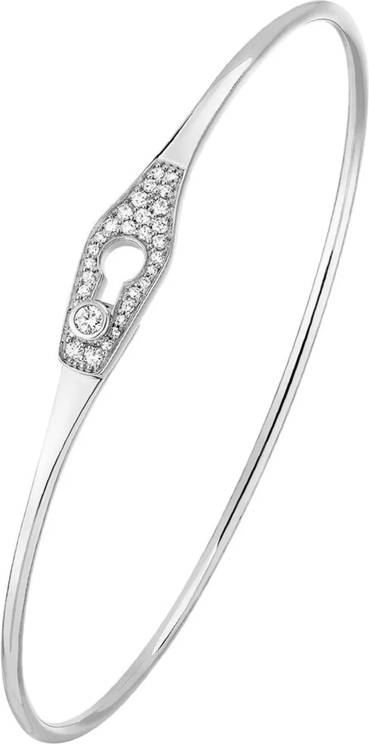 Large Serrure Jonc Diamond White Gold Bracelet