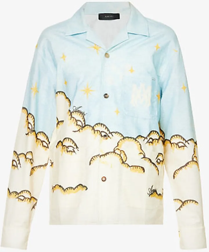 ens ulti Sunscape Graphic-print Relaxed-fit Cotton Pyjama Shirt