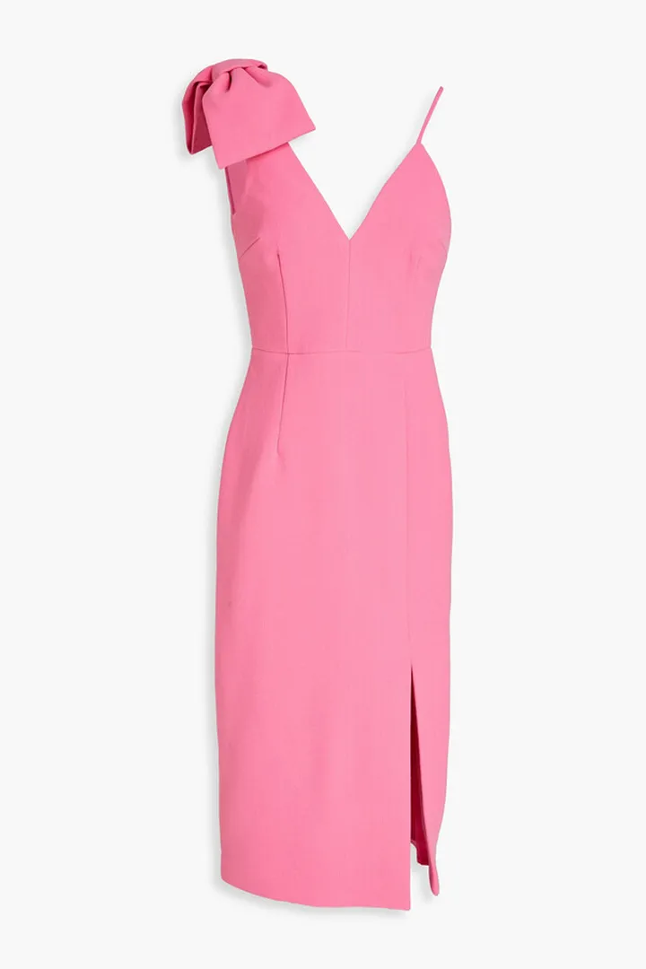 Bow-embellished crepe midi dress
