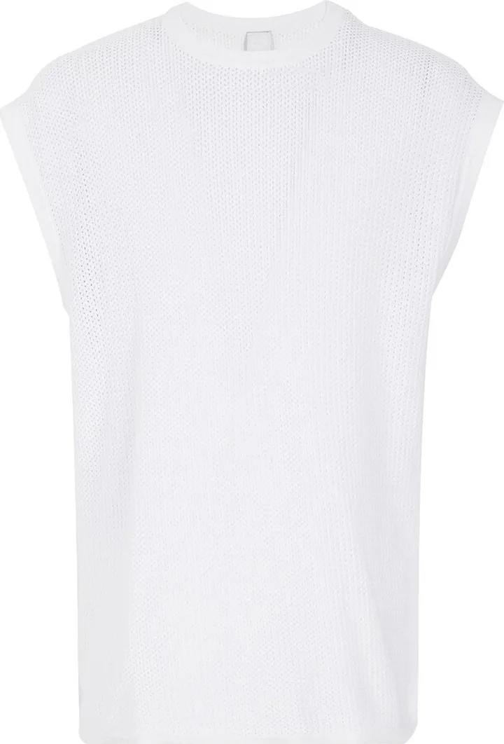 Cotton Crew-neck Vest Sweater White