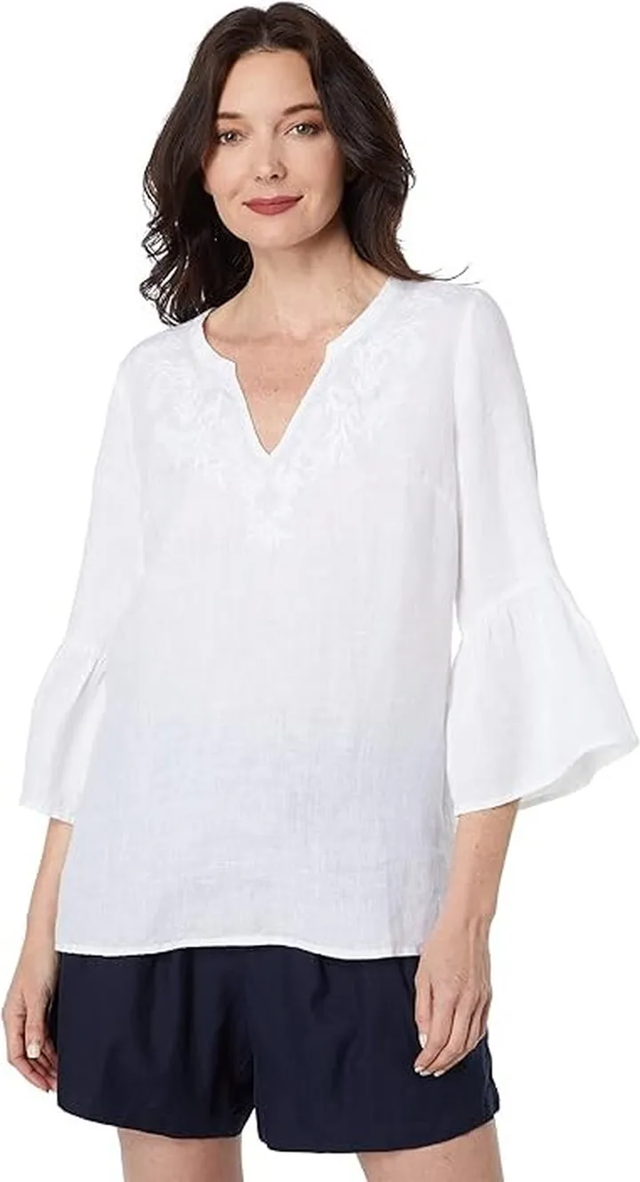 Tommy Bahama Coastalina Coral Embellished Tunic (White) Women's Clothing