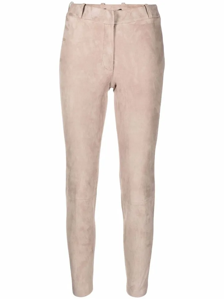 Fabrizia suede slim-fit trousers