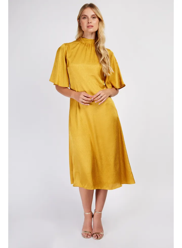 Little Mistress Gold Satin Midi