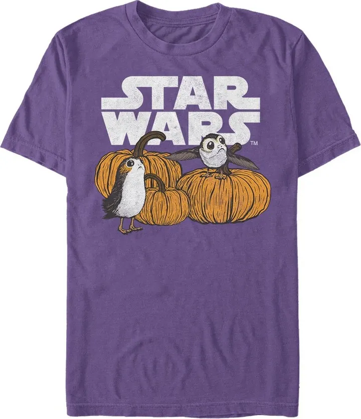 Men's Star Wars The Last Jedi Happy Halloween Porg Logo T-Shirt - Purple - X Large