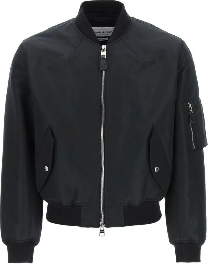 Alexander McQueen Graffiti Cropped Bomber Jacket