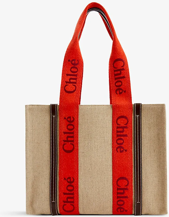 Womens Orange - Orange 1 Woody Medium Linen Tote bag