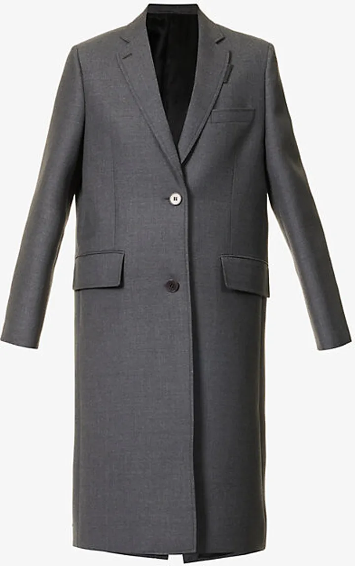 Womens Dark Grey Melange Callen Single-breasted Wool Coat
