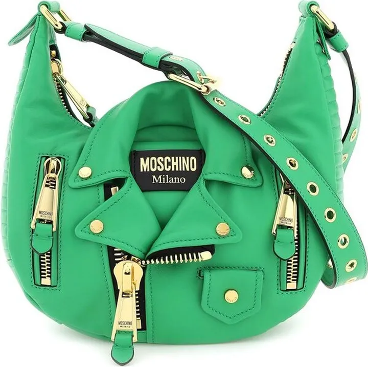 Moschino Logo Plaque Zipped Shoulder Bag