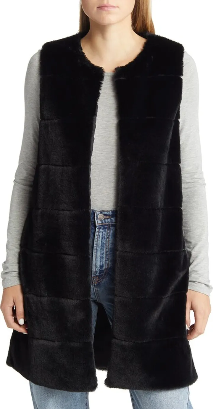Quilted Faux Fur Vest