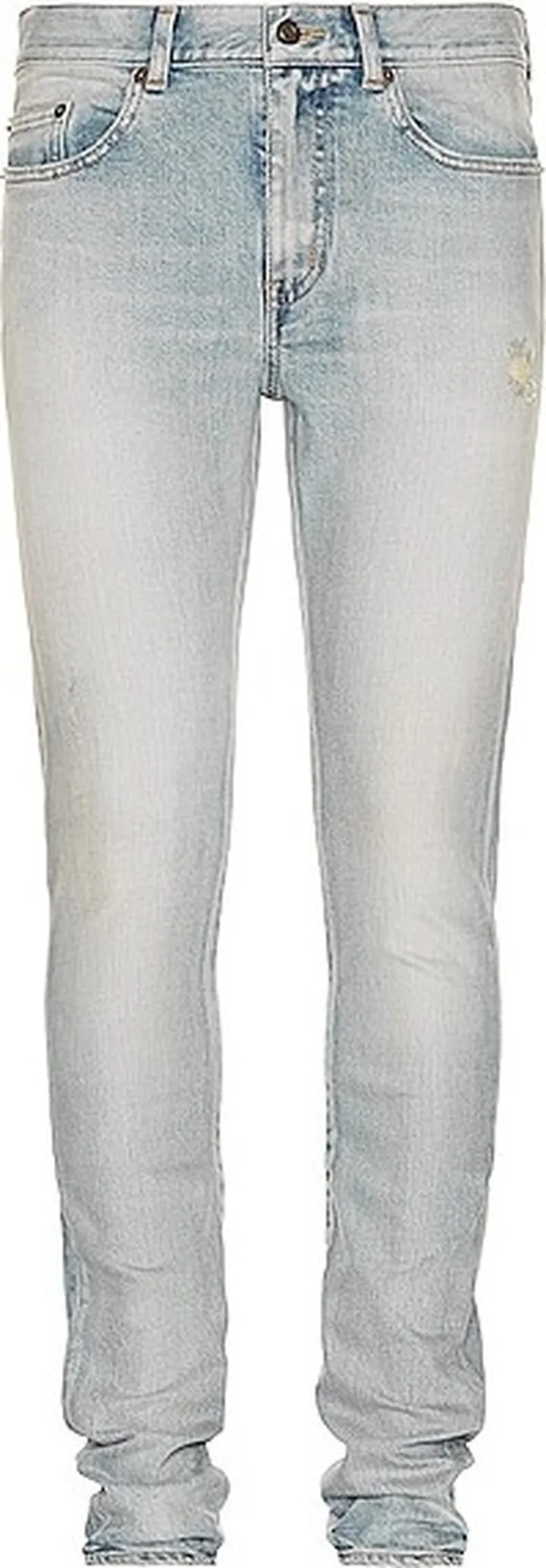 Saint Laurent Skinny 5 Pocket Low Waist Stretch Denim in Blue