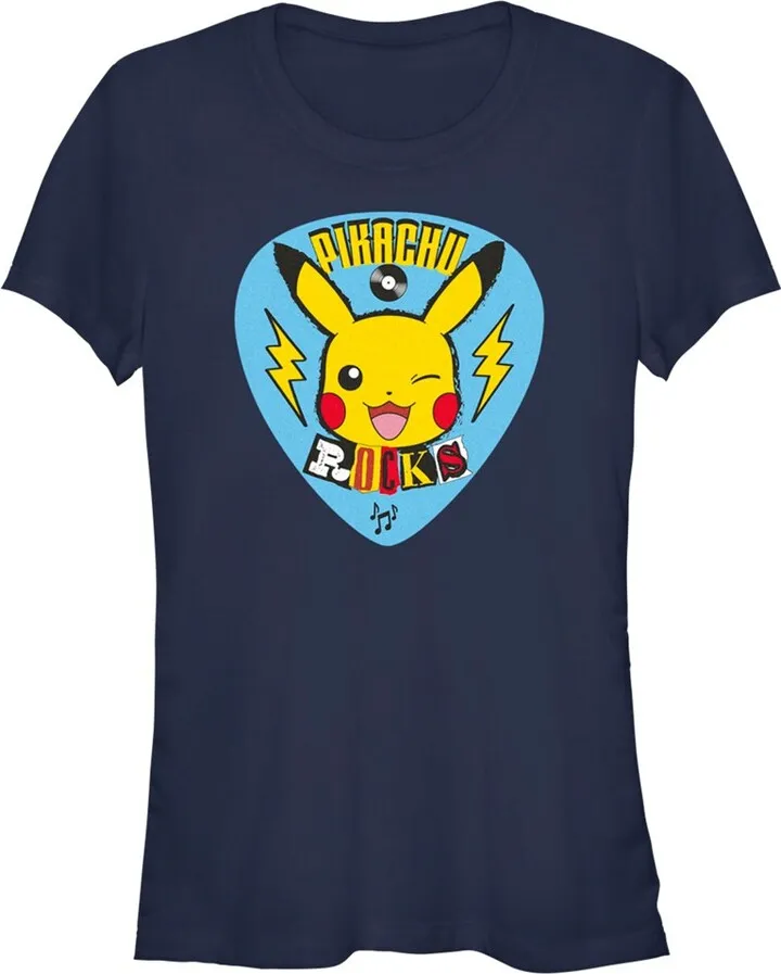 Junior's Pokemon Pikachu Rocks T-Shirt - Navy Blue - 2X Large