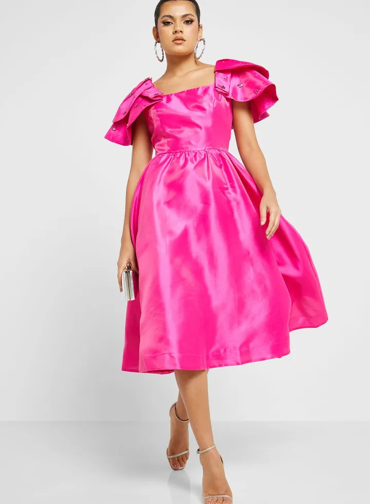 Frill Sleeve Tiered Dress