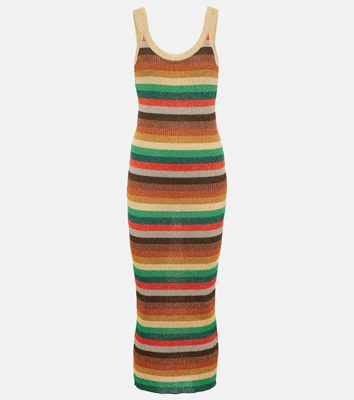 Lurex® striped midi dress
