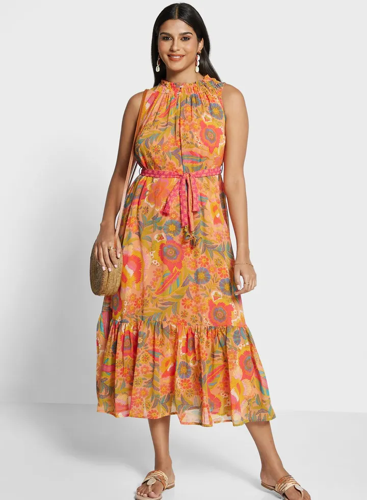 Floral Print Tiered Dress