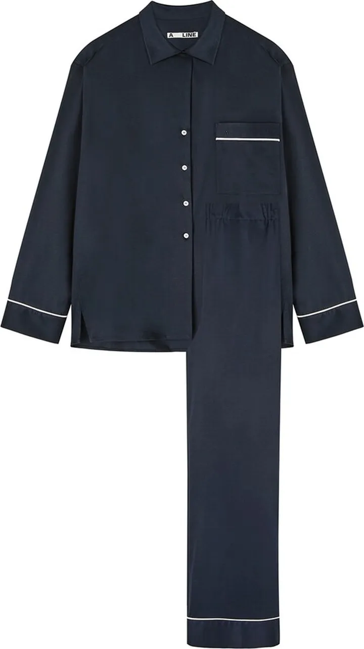 A LINE - Navy Soft-Jersey Pyjama Set