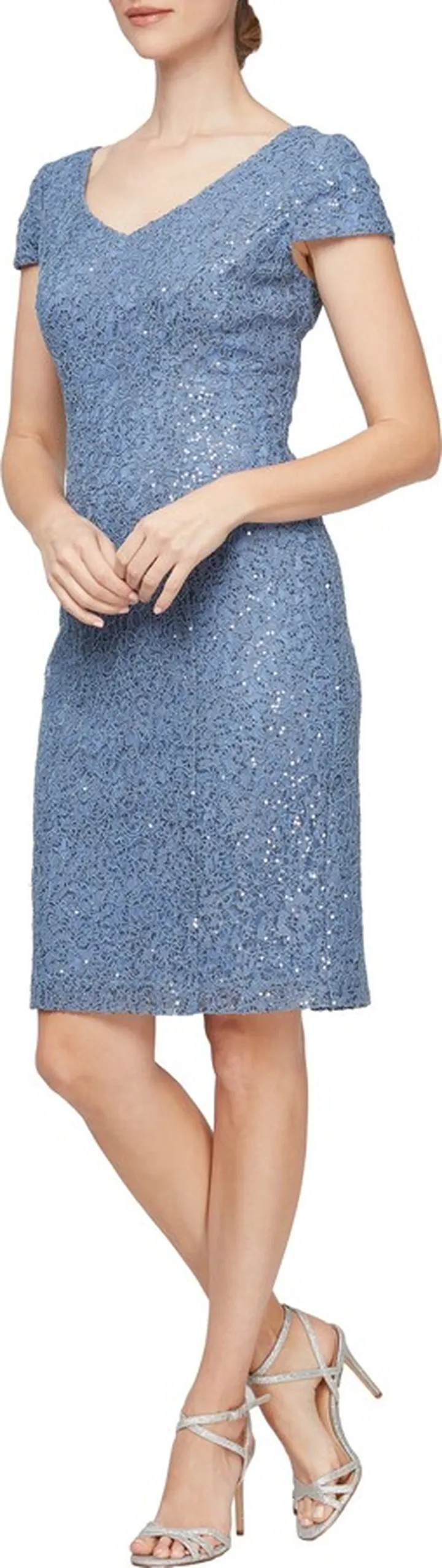 Corded Sequin Sheath Dress
