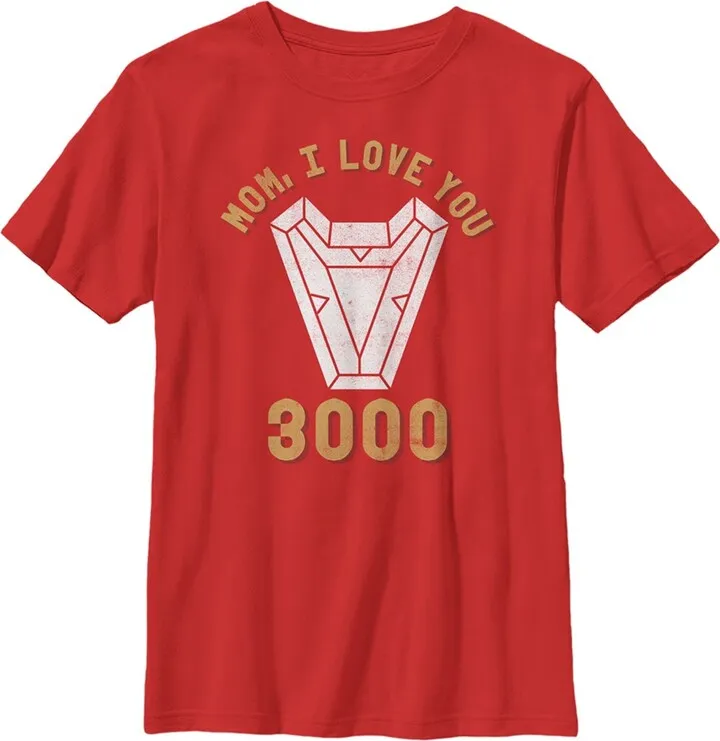 Boy's Marvel Mom I Love You 3000 Iron Man Arc Reactor T-Shirt - Red - X Large