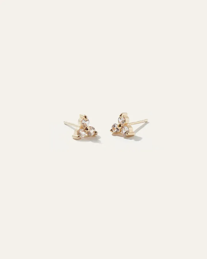 White Sapphire Triad Studs