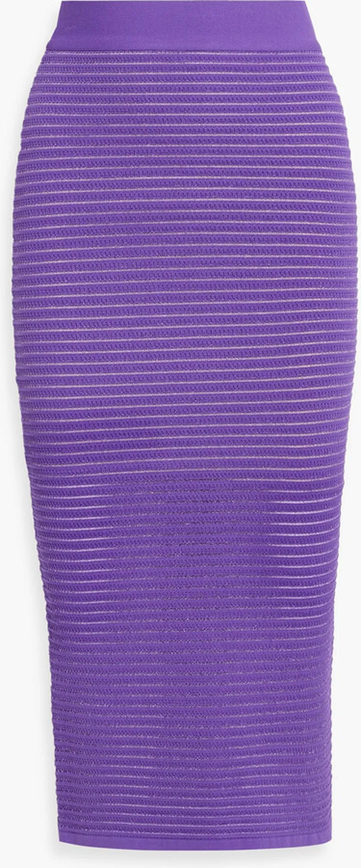 Burnout-effect ribbed-knit midi pencil skirt