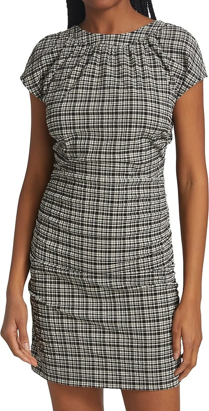 Stretch Seersucker Gingham Minidress