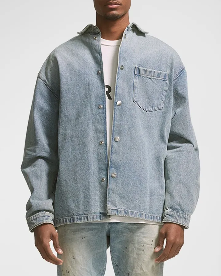 Men's Snap-Front Denim Shirt Jacket