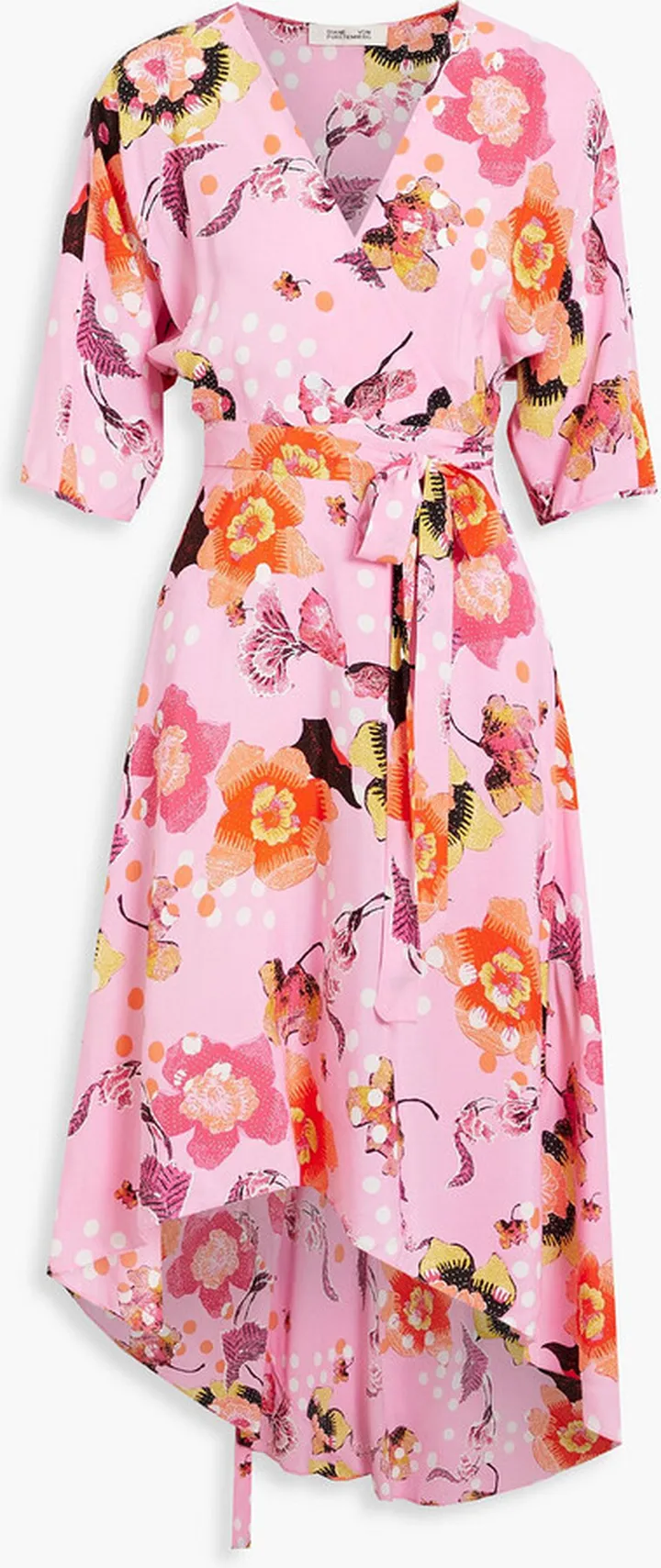 Eloise asymmetric floral-print crepe de chine wrap dress