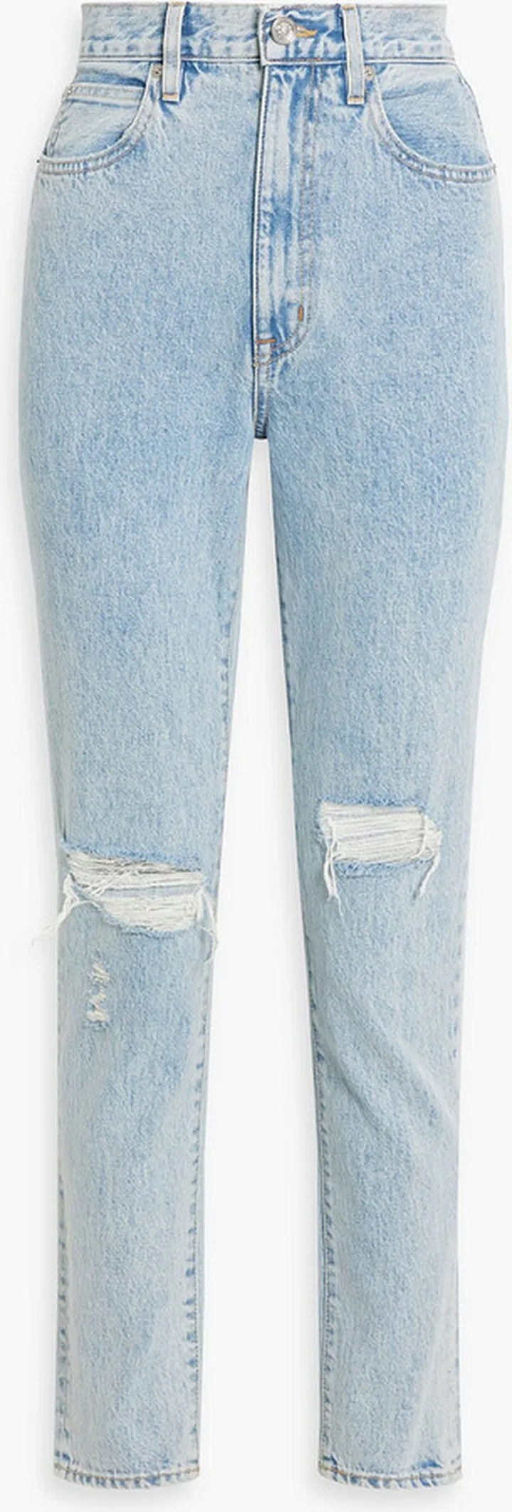 Beatnik distressed high-rise slim-leg jeans