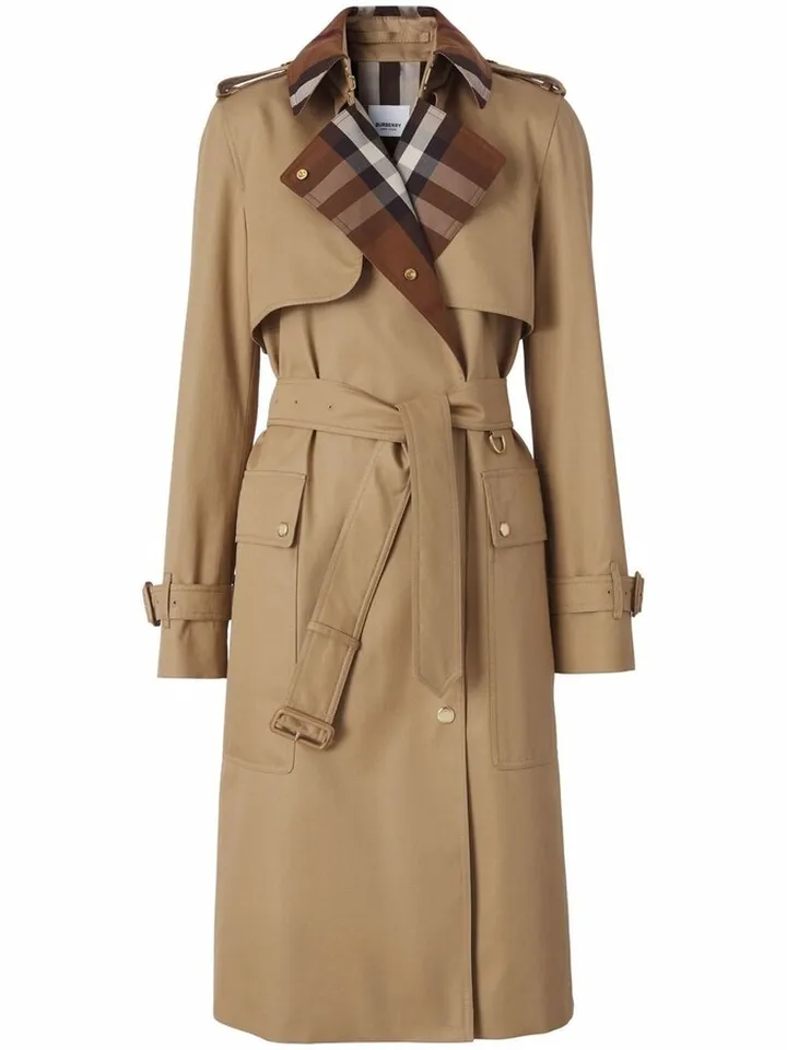 Check-Panel Trench Coat