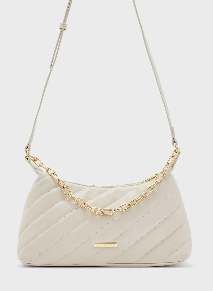 Top Handle Chain Detail Satchel