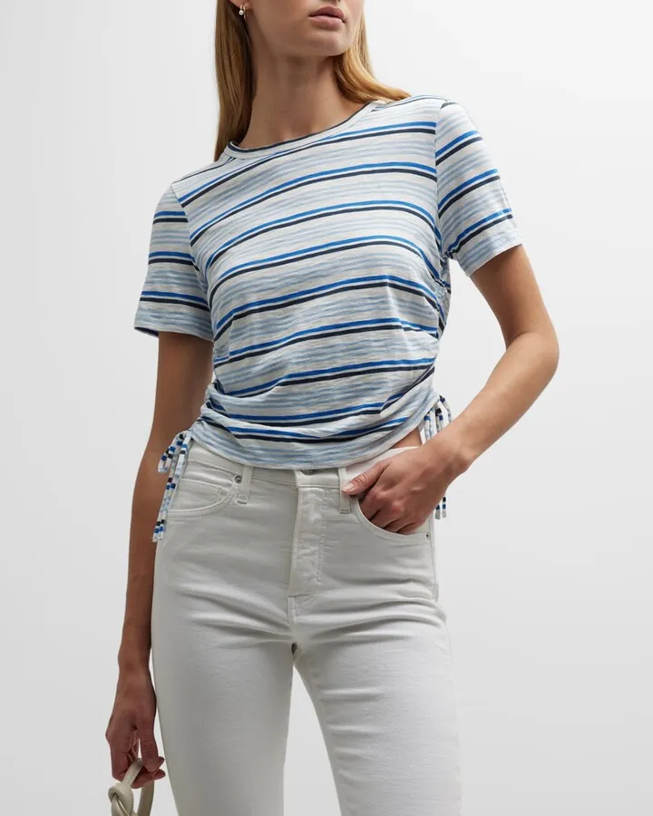Tazi Striped Cinch-Tie Tee
