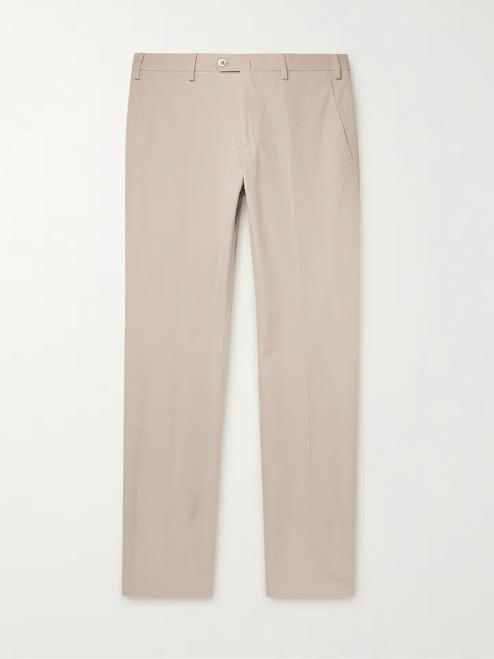 Slim-Fit Cotton-Blend Poplin Trousers
