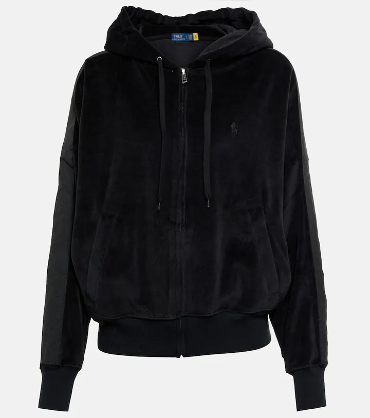 Velvet jersey zipped hoodie